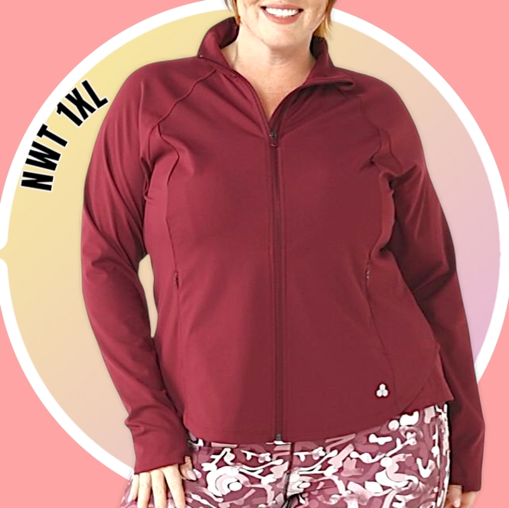 NWT Performance Full Zip Up Jacket w 2 Side Zipper Pockets